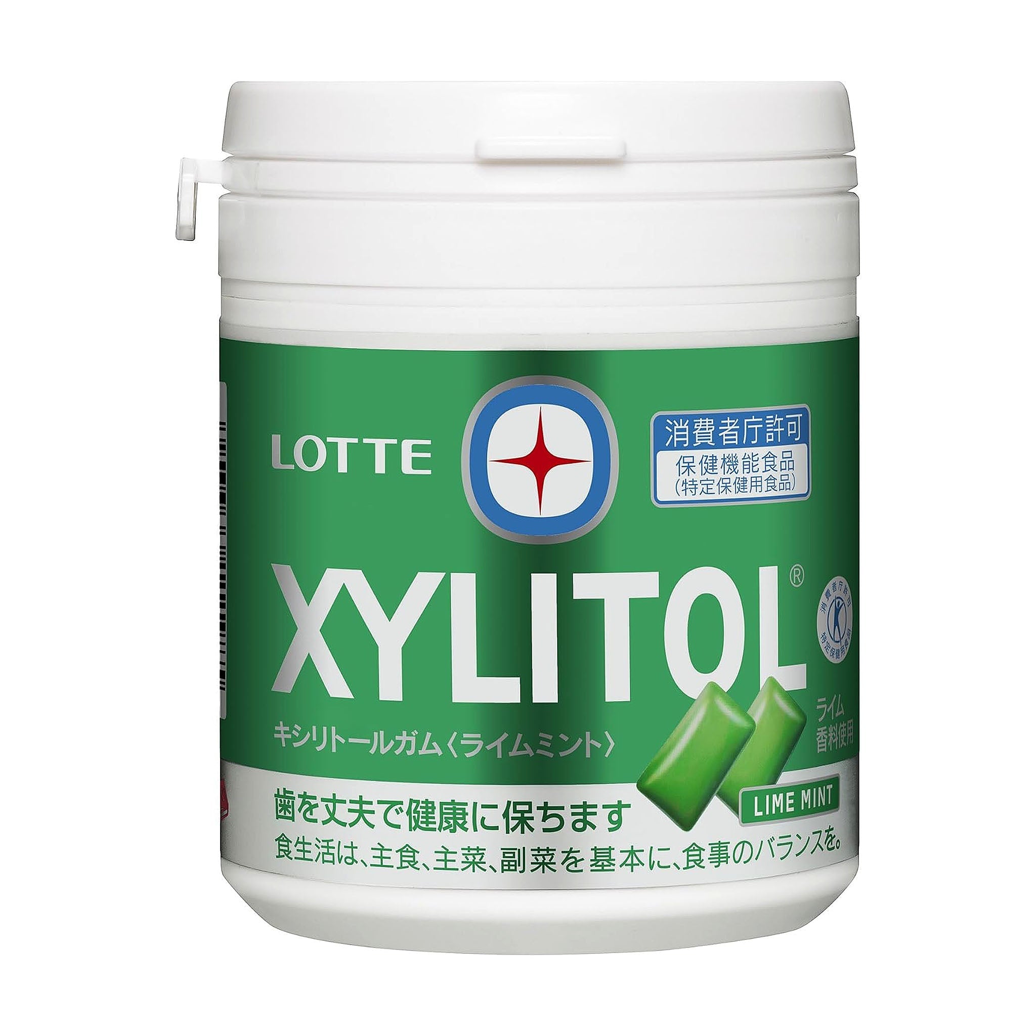 LOTTE Xylitol Gum Lime Mint Family Bottle
